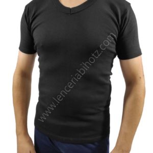 camiseta para hombre interior afelpado con cuello pico y manga corta