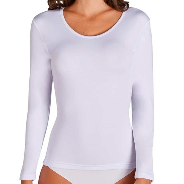 camiseta termica mujer con felpa interior blanca