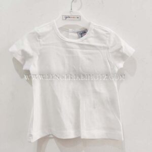 camiseta blanca lisa abertura trasera con corchetes. manga corta