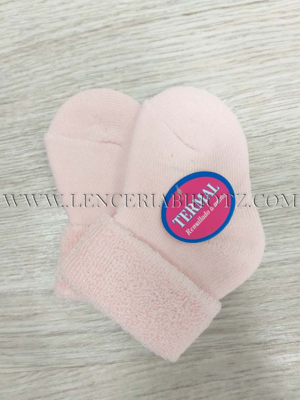calcetin bebe rosa con rizo interior puño reversible
