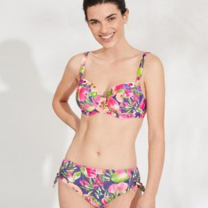 bikini relleno alta sujecion copas gran capacidad, tirantes anchos braga alta lados regulables, rosa tropical